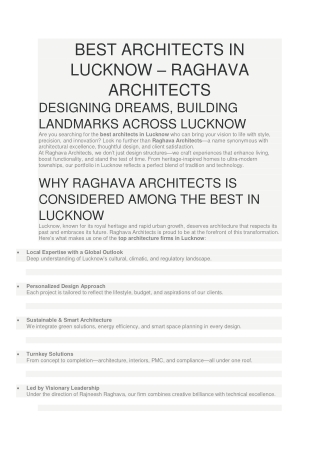 Best Architects in Lucknow Raghava Architects