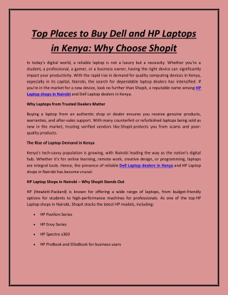 Top Places to Buy Dell and HP Laptops in Kenya: Why Choose Shopit