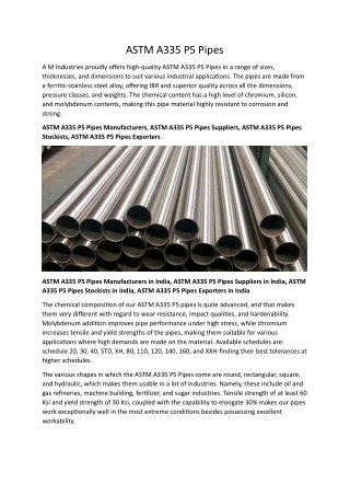 ASTM A335 P5 Pipes