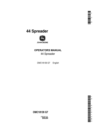 John Deere 44 Spreader Operator’s Manual Instant Download (Publication No.OMC18139)