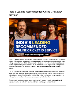 India’s Leading Recommended Online Cricket ID provider