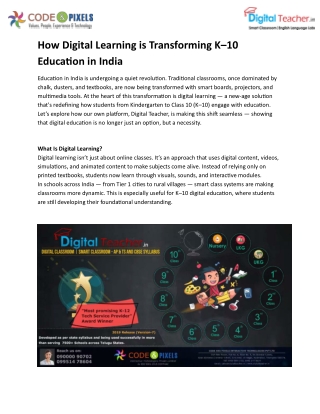 Digital Learning is Transforming K–10 Education in India
