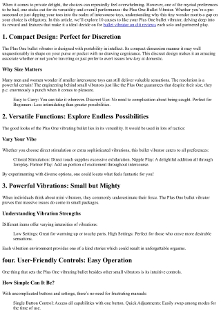 10 Reasons to Love Your Plus One Bullet Vibrator