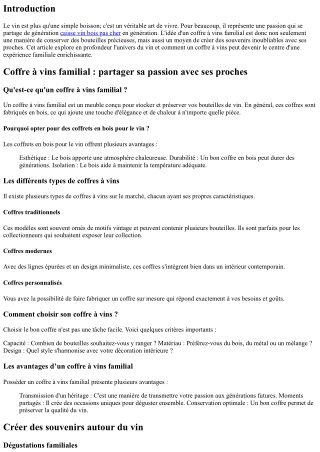 Coffre à vins familial : partager sa passion avec ses proches
