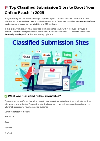 Classified Submission Sites