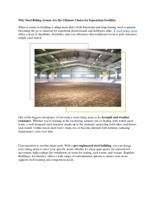 Why Steel Riding Arenas Are the Ultimate Choice for Equestrian Facilities
