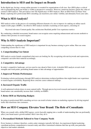 The Significance of SEO Analysis: How an SEO Company Can Raise Your Brand Name