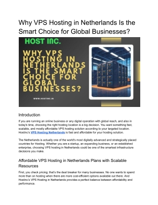 Why VPS Hosting in the Netherlands Is the Smart Choice for Global Businesses