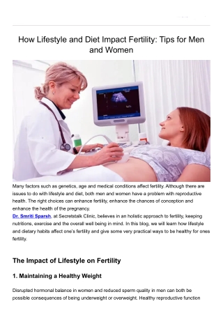 How Lifestyle and Diet Impact Fertility: Tips for Men and Women