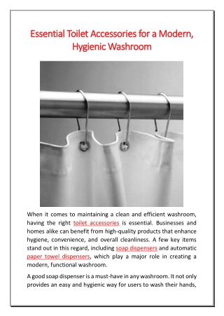 Essential Toilet Accessories for a Modern, Hygienic Washroom