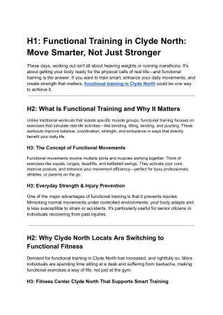 Functional Training in Clyde North