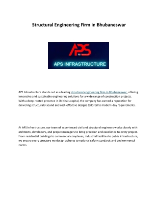 Trusted Structural Engineering Firm in Bhubaneswar – APS Infrastructure