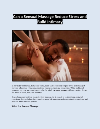 Can a Sensual Massage Reduce Stress and Build Intimacy