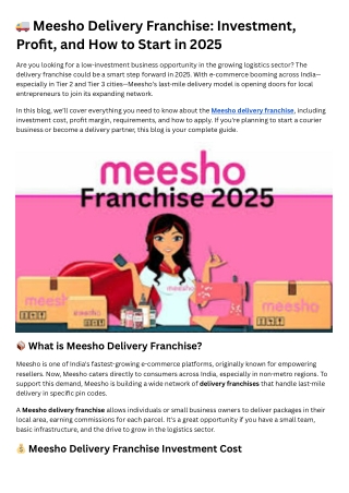 Meesho Delivery Franchise
