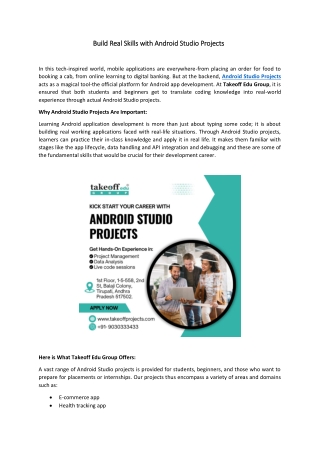 Build Real Skills with Android Studio Projects