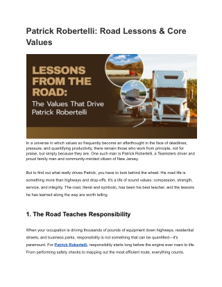 Patrick Robertelli: Transportation Industry Leader Story