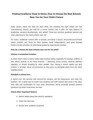 Finding Excellence Close to Home_ How to Choose the Best Schools Near You for Your Child’s Future