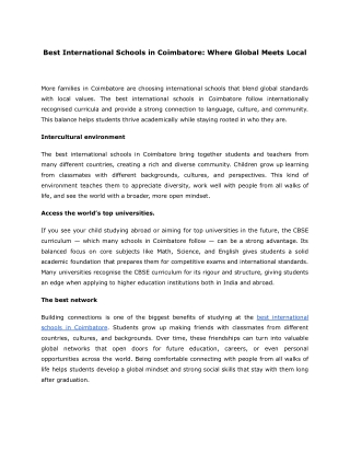 Best International Schools in Coimbatore_ Where Global Meets Local