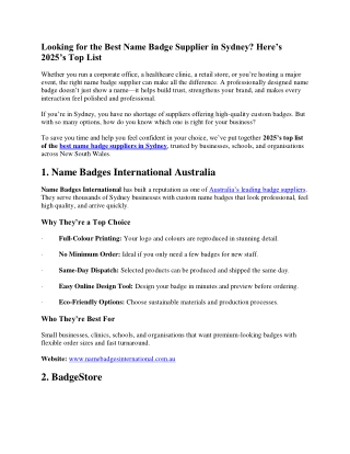 Looking for the Best Name Badge Supplier in Sydney