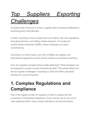 Top Suppliers Exporting  Challenge