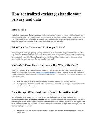 How centralized exchanges handle your privacy and data
