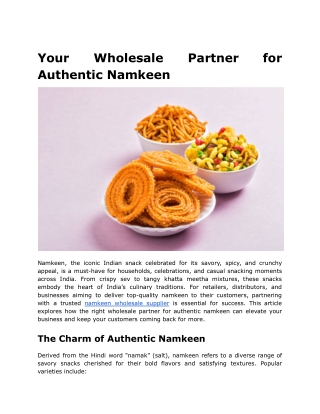 Your Wholesale Partner for Authentic Namkeen
