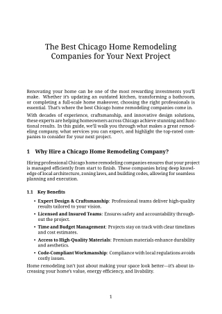 Best Remodeling Companies in Chicago for Modern Home Upgrades