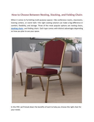 How to Choose Between Nesting, Stacking, and Folding Chairs