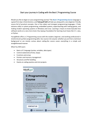 Start your journey in Coding with the C Programming Course by YoungMinds