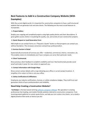 Best Features to Add in a Construction Company Website