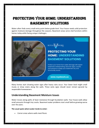 Protecting Your Home Understanding Basement Solutions