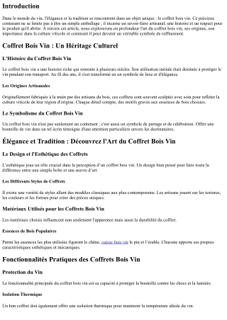 Élégance et Tradition : Découvrez l'Art du Coffret Bois Vin