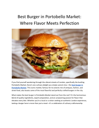 Best Burger in Portobello Market