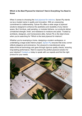 Which is the Best Plywood for Interiors? Here’s Everything You Need to Know