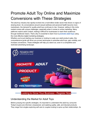 Promote Adult Toy Online and Maximize Conversions with These Strategies