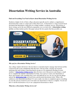 Dissertation Writing Service in Australia