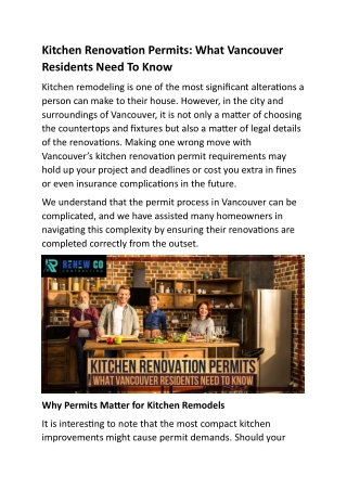 Kitchen Renovation Permits