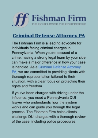 Criminal Defense Attorney PA: Strong Legal Help When You Need It Most
