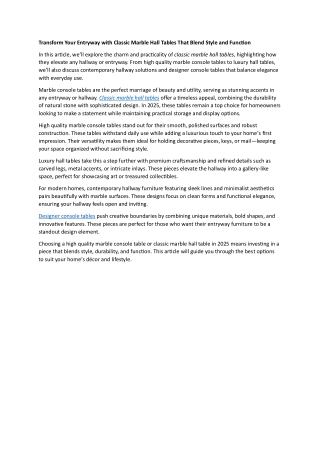 02 Transform Your Entryway with Classic Marble Hall Tables That Blend Style and Function