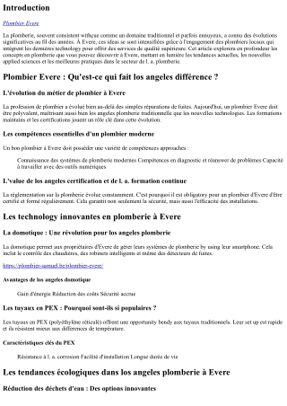 Les inventions en plomberie que vous pouvez découvrir à Evere