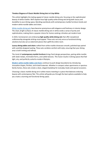 02 Timeless Elegance of Classic Marble Dining Sets in Crisp White