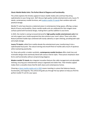 02 Classic Marble Media Units- The Perfect Blend of Elegance and Functionality