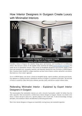 How Interior Designers in Gurgaon Create Luxury with Minimalist Interiors