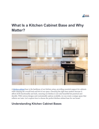 What Is a Kitchen Cabinet Base and Why Matter_