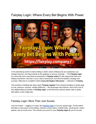 Fairplay Login_ Where Every Bet Begins With Power