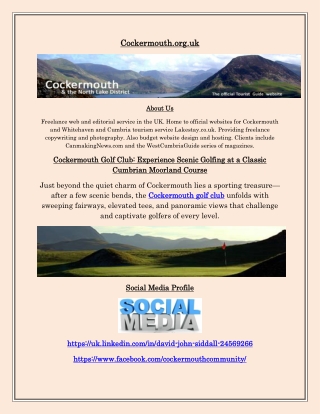 Cockermouth Golf Club Play a Historic James Braid Course with Stunning Lake District Views