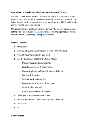 How to Start a Travel Agency in India - A Proven Guide for 2025