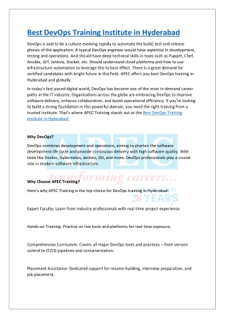 Best DevOps Training Institute in Hyderabad