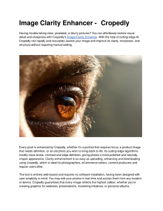 Image Clarity Enhancer -  Cropedly