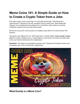 Meme Coins 101_ A Simple Guide on How to Create a Crypto Token from a Joke